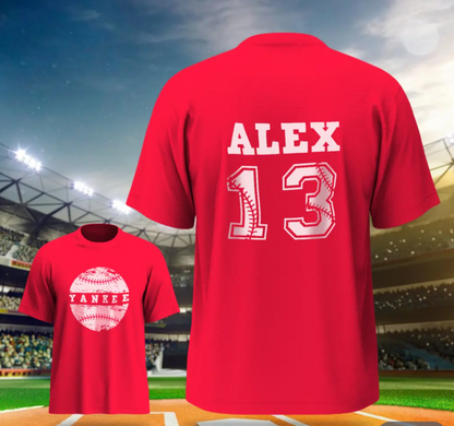 Personalized Baseball Name & Number Sports T-Shirt